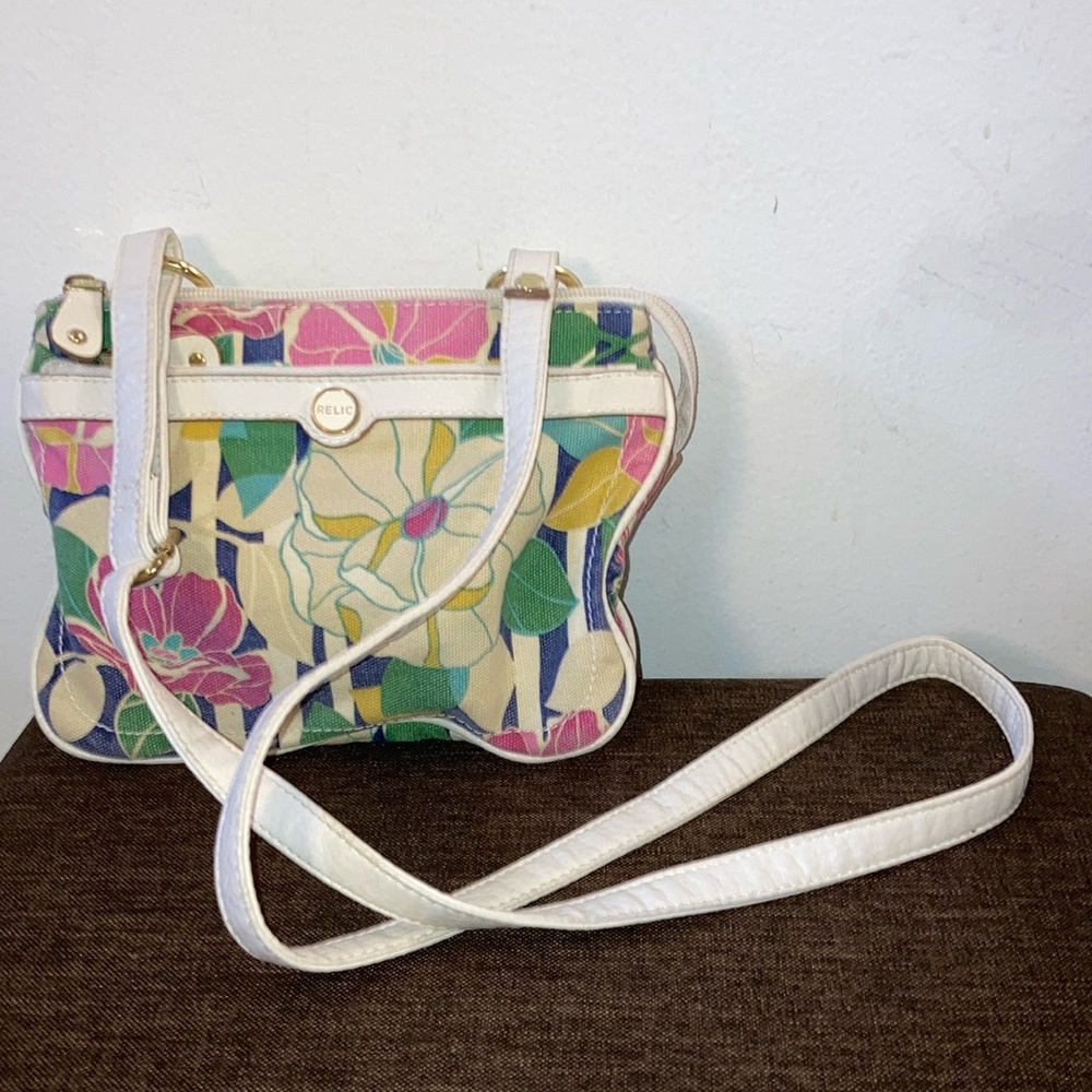 Relic White, Pink & Green Small Floral Crossbody Purse